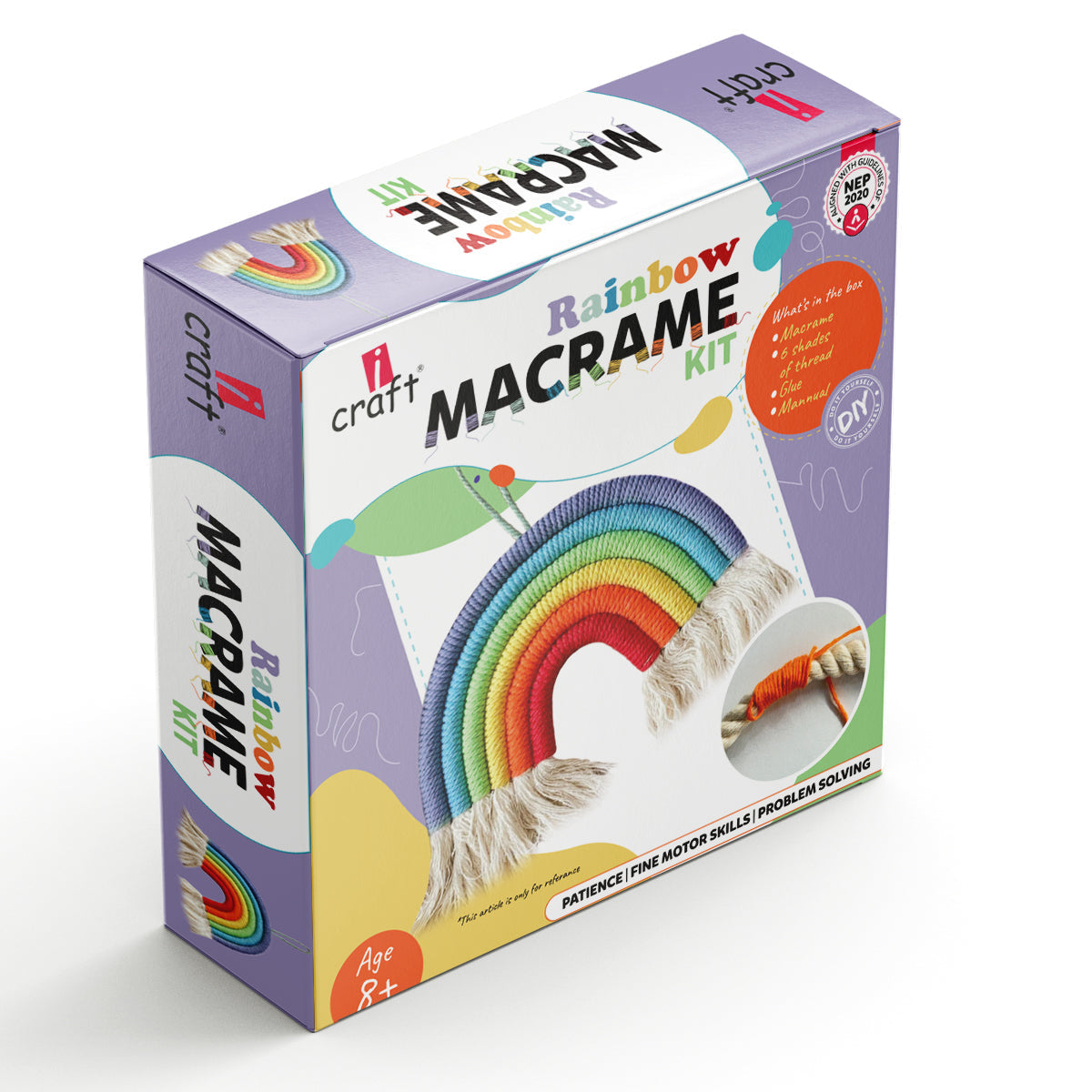 iCraft Rainbow Macrame Wall Hanging Kit for Kids & Beginners iCraft